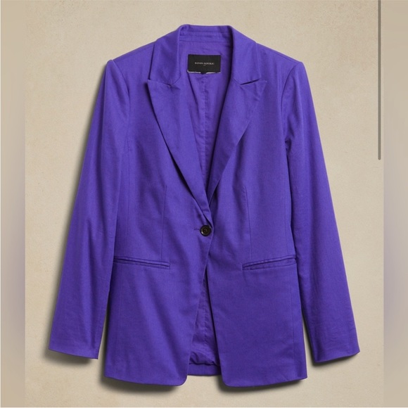 NWT Long Linen-Blend Cutaway Blazer - Picture 5 of 5